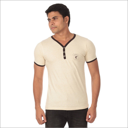 V Neck Beige T Shirt