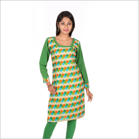 Multicolor Geometric Print Cotton Kurta