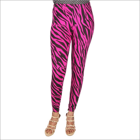 Printed Leggings - 95% Cotton, 5% Lycra, Stretchable Ankle Length | Dark Fuchsia & Black Animal Print, Soft Texture, Skin-Friendly, Stylish