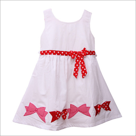 White Polka Applique Frock