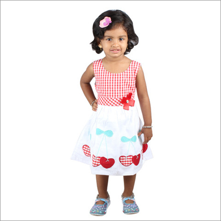 White Checkers Applique Frock
