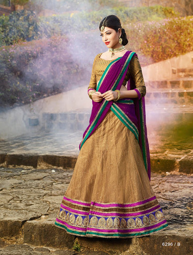 Peach Net Lehenga Choli