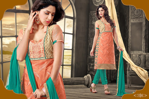Rust Cotton Churidar Suit