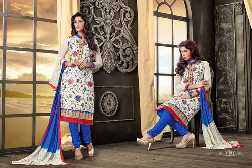 Off White Cotton Churidar Suit