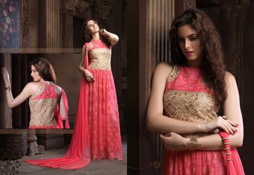 Peach Embroidered Gown