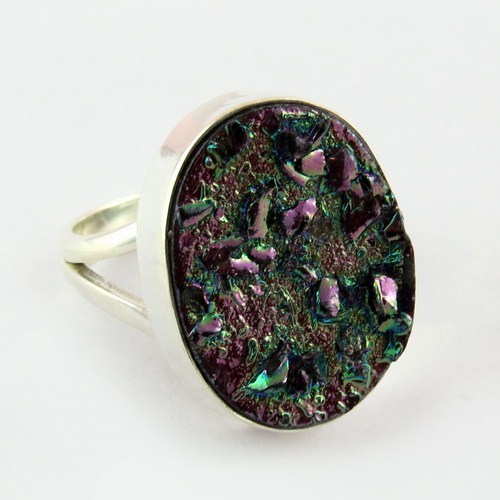 Outstanding Beauty Titaniam Druzy 925 Sterling Silver Ring