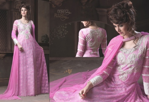 Pink Net Embroidered Gown