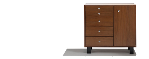 Cabinate - Wood 36x18x30in Brown Trolley, 5 Drawers | Ample Storage, Durable Design, Organized Space