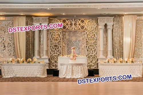 Roman Pillar Wedding Reception Stage Setup  