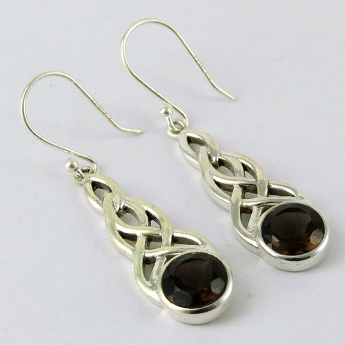Indian Silver Jewelry Smoky Quartz 925 Sterling Silver Earring,