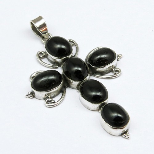 Focus On This Cross Black Onyx 925 Sterling Silver Pendant