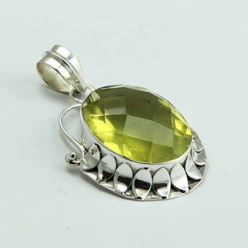 Gemstone Lemon Topaz 925 Sterling Silver Pendant