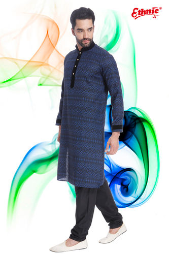 Mens Black Cotton Kurta