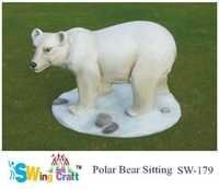 Fiberglass Outdoor Fiber Garden Animals  - Polar Bear Sitting