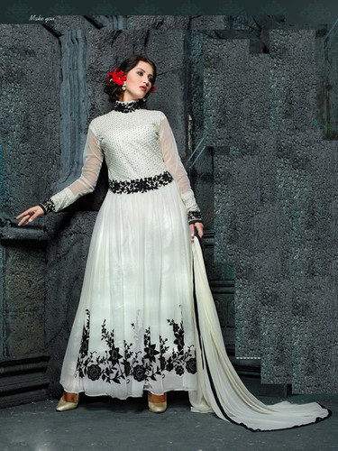 White Embroidered Dress Material