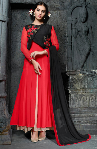 Red And Black Party Wear Salwar Suit
