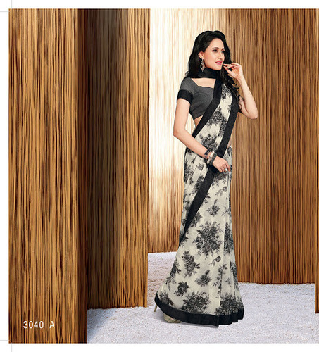 Georgette Off White Saree