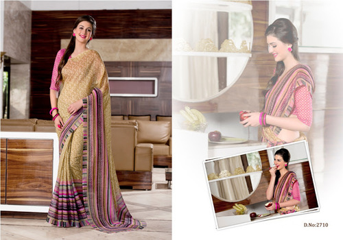 Multi Colour Lace Work Cotton Casual Saree - Beige, Matching Blouse, Stylish Comfortable Fit