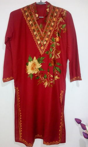 Kurti's with hand embroidery in red