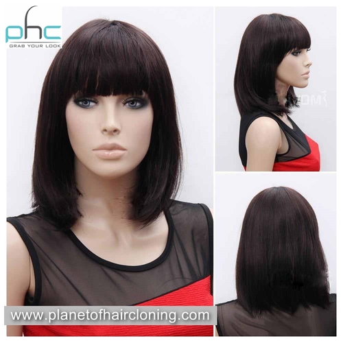 Hair Bonding For Men - Synthetic Fiber 12 Inches Dark Brown, Natural Look Easy Styling Secure Fit