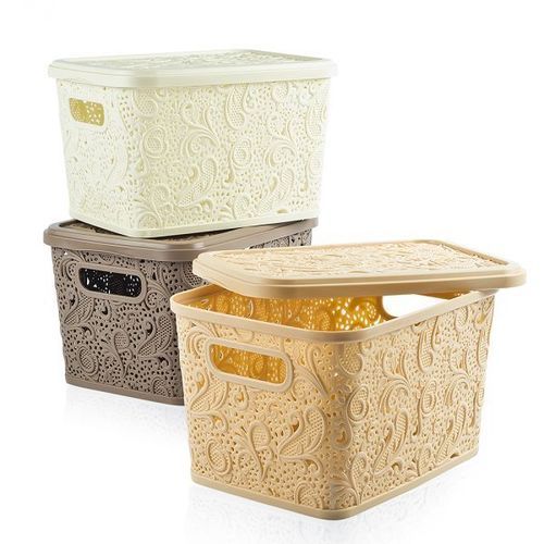 Plastic Floria Lace Storage Box W/h Lid