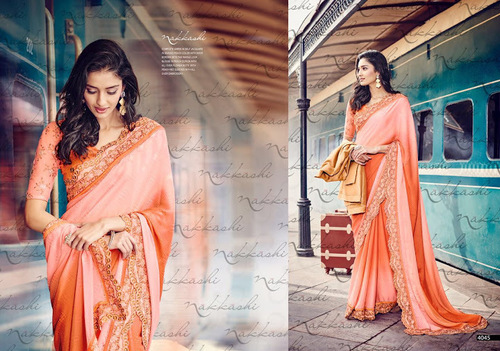 Peach Jacquard Saree