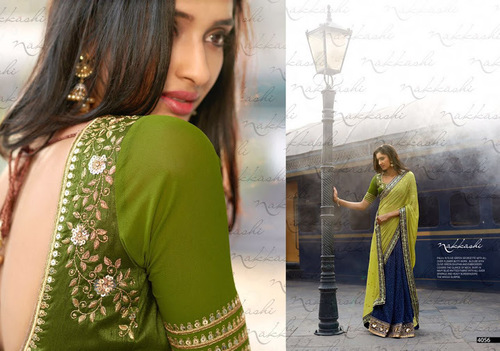 Sea Green Georgette Designer Saree