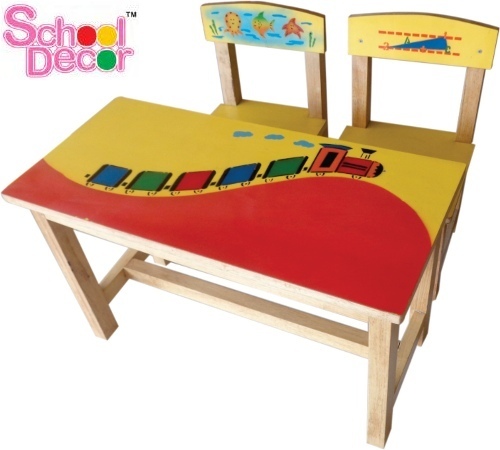Train Rubber Wood Table Chair Set By SCHOOL DECOR