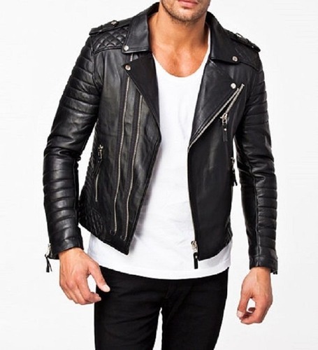 Jacket - Genuine Leather, Black, S-XXL | Soft Leather, Zipper Fasteners, Multiple Pockets, Classic Fit