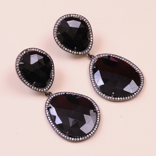 Black Onyx 925 Sterling Sliver Earring Jewery