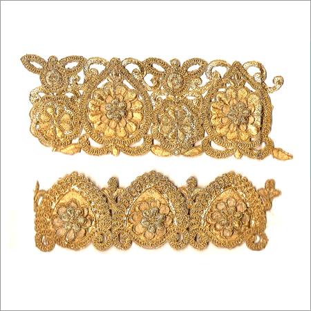 Border Laces - Fabric, Variable Length and Width, Gold | Intricate Floral Pattern, Stylish Embellishments, Fade Resistant