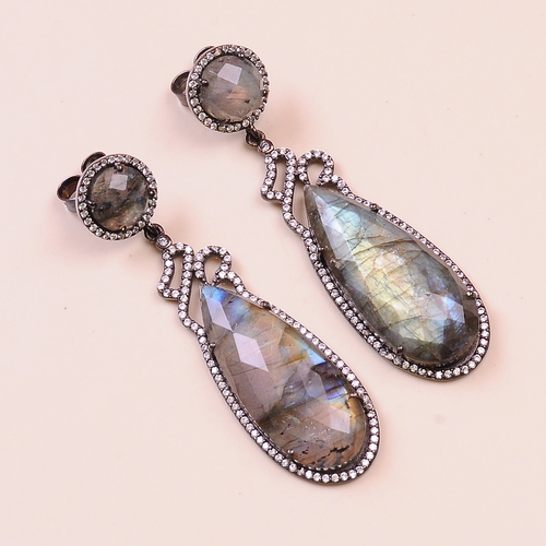 Labradorite with CZ 925 Sterling Sliver Earring