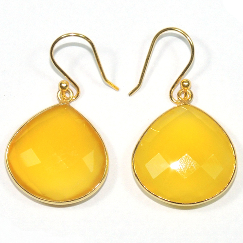 Yellow Chalcedony Pear 925 Sterling Sliver Earring