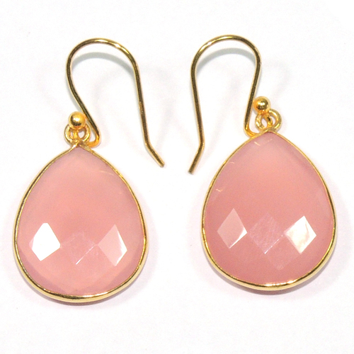 Pink Chalcedony 925Sterling Sliver Earring Jewelry