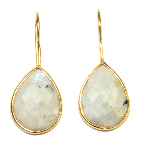Rainbow Moon Stone 925 Sterling Sliver Earring