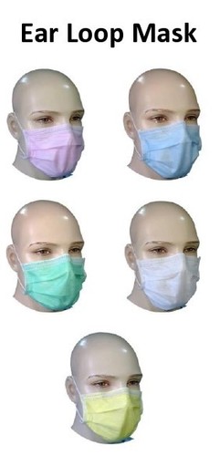 Ear Loop Mask - Non-Woven, 175mm x 95mm | Multicolor, 1/2/3/4-Ply, Fluid Repellent, High Filtration, Low Breathing Resistance, CE Marked