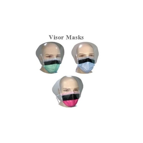 Visor Mask - Non-Woven Material, 4-Ply Tie-On Design, Anti-Fog Optical Visor | Multi-Color Options, Good Filtration Efficiency, Soft PU Foam Strip