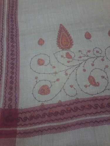 Pakistani Shawls - Cashmere, 70x70 Inches, Beige | Hand-Stitched Floral Embroidery, Soft Texture, Versatile Style