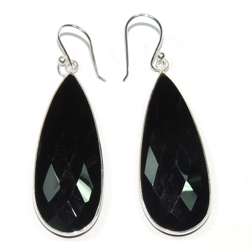 Black Spinel Pear 925 Sterling Sliver Earring