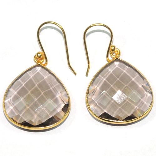 Smoky Quartz Pear 925 Sterling Sliver Earring