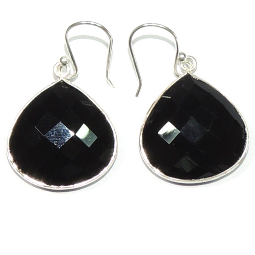 Black Spinel Pear 925 Sterling Sliver Earring