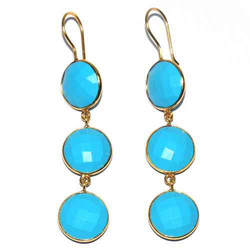 Turquoise Round 925 Sterling Sliver Earring