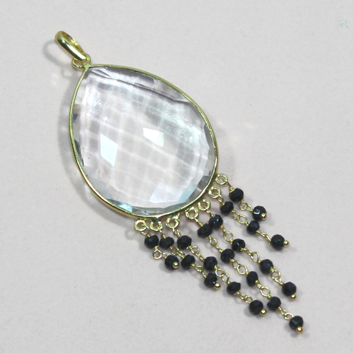 Crystal Black Onyx 925 Sterling Sliver Pendant