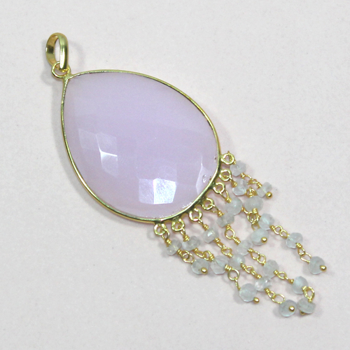 Pink Chalcedomy With Rainbow Moon Stone