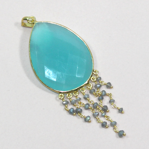 Peru Chalcedony 925 Sterling Sliver Pandent