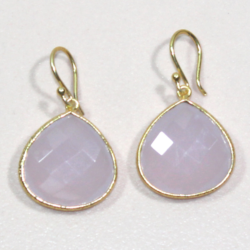 Rose Quartz Pear 925 Sterling Sliver Earring