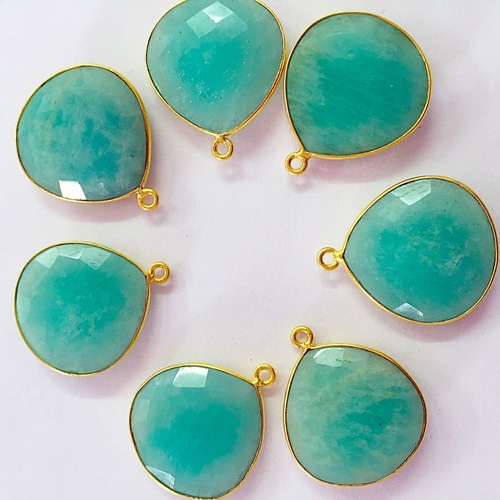 Heart Shaped Amazonite Bezel Connector