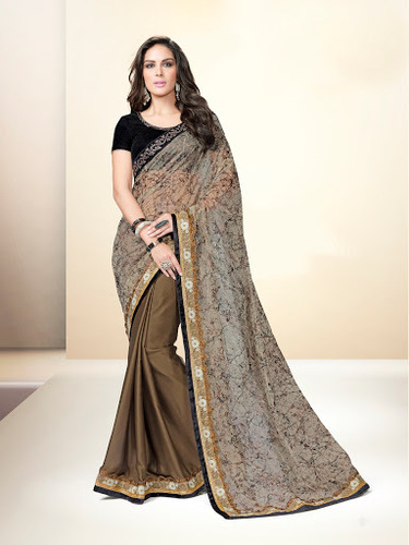 Satin Georgette Grey Sarees