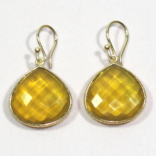 Yellow ChalcedonyPear 925 Sterling Sliver Earring