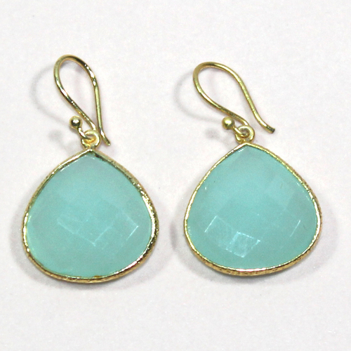 Peru Chalcedony Pear 925 Sterling Sliver Earring